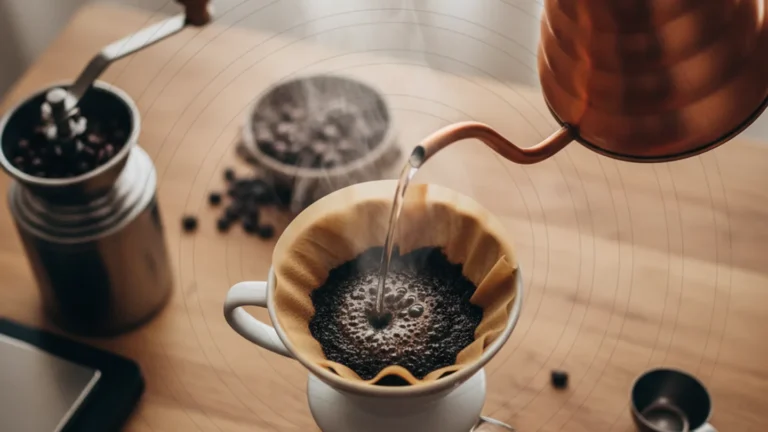 V60 recept voor 1 kop: 15 gram op 250 milliliter